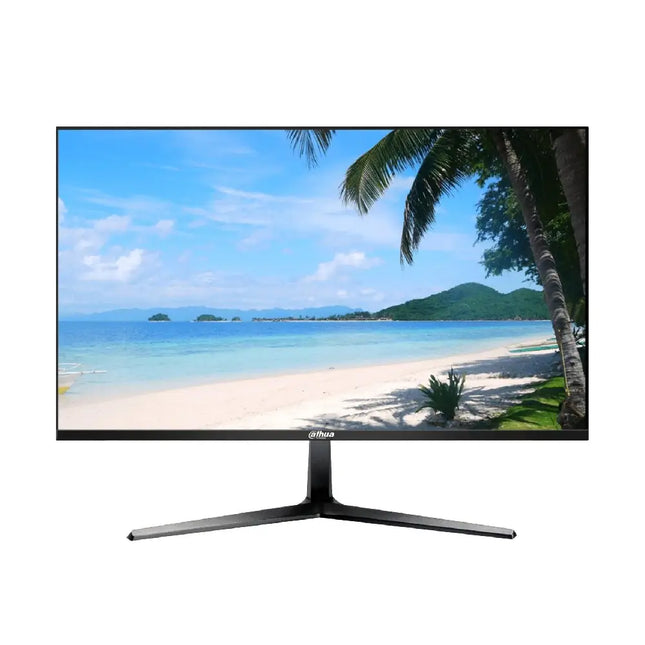 Front view of the black 27-inch Dahua DHI-LM27-B200 LED monitor displaying a sharp desktop interface.