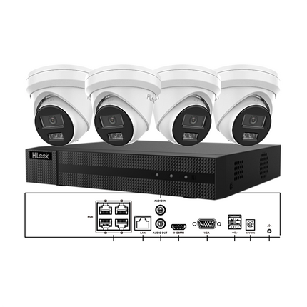 HILook 4 x 6MP Cameras & 4CH NVR CCTV Kit: 4 AI Turret Cameras + 4CH NVR Bundle