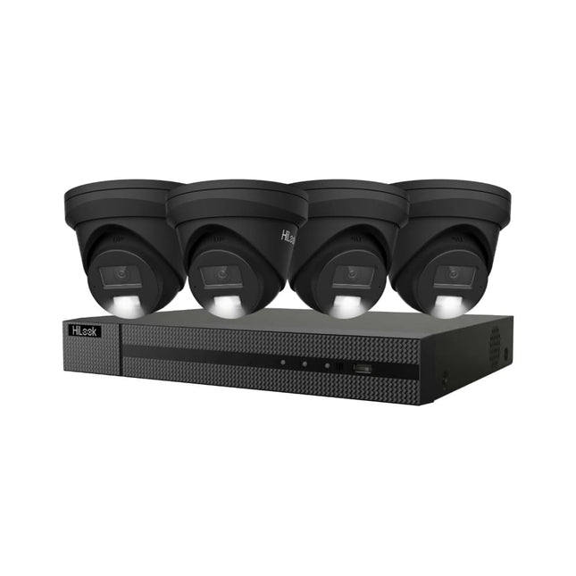 Shop HiLook CCTV Kit: 4 x 6MP Black Hybrid Security Cameras with 8-Channel NVR recorder