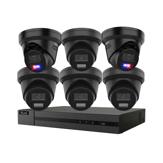 HiLook 8MP Black CCTV Kit: 2 x All-in-One Cameras & 4 x Standard Cameras with 8-Channel AI NVR