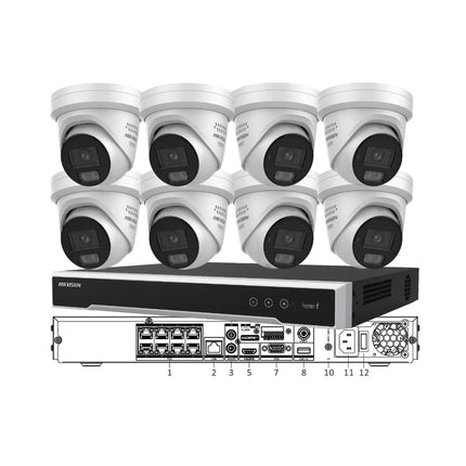 Hikvision 8 x 8MP ColorVu 3.0 Cameras & 8CH NVR CCTV Kit: 8 x AI Turret Cameras + 8CH 8K NVR Bundle