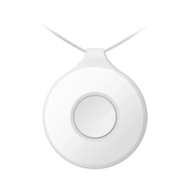 Hikvision AX PRO wireless portable emergency panic button in white with a red center indicator, showing its compact keychain design.