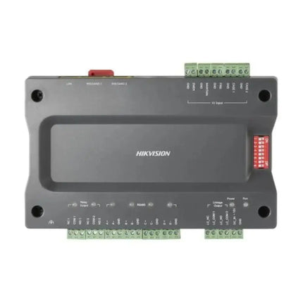 Hikvision DS-K2210 Master Elevator Controller for smart building access control, supporting up to 128 floors and guide rail installation.