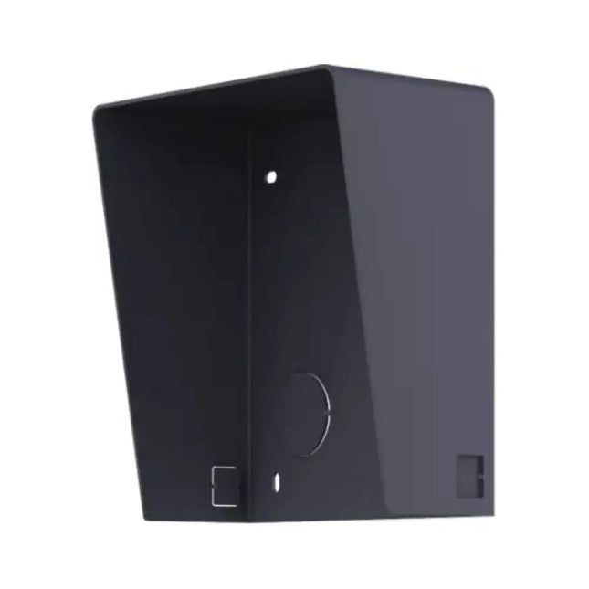 Hikvision DS-KABD8003-RS1 black protective rain shield for single-module modular door station surface mounting.