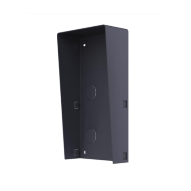 Hikvision DS-KABD8003-RS2 black protective rain shield for double-module modular door station surface mounting.