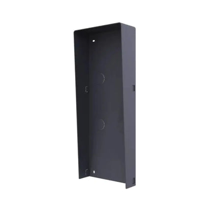 Hikvision DS-KABD8003-RS3 protective rain shield installed over a 3-module video intercom door station.