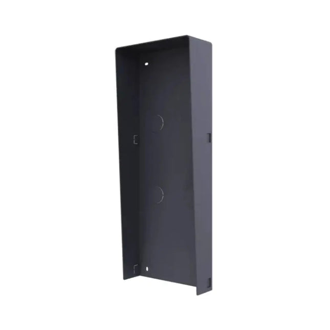Hikvision DS-KABD8003-RS3 protective rain shield installed over a 3-module video intercom door station.