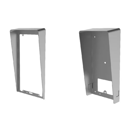 Hikvision DS-KABV8113-RS weather protective rain shield mounted over a Gen2 villa video intercom door station.