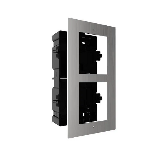 Hikvision DS-KD-ACF2-S durable outdoor weatherproof flush mounting frame for 2 modular intercom units.