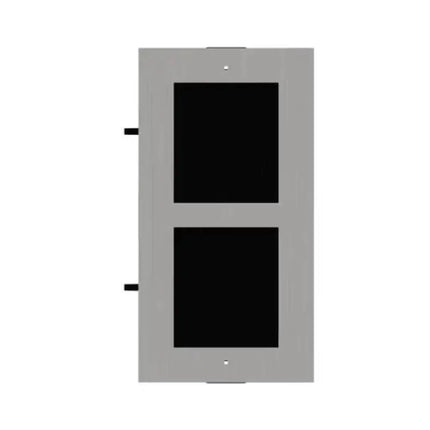 Hikvision DS-KD-ACF2-S two-module stainless steel flush mount box with installation frame for modular intercoms.