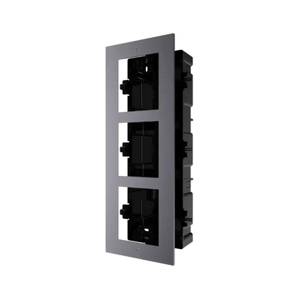 Hikvision DS-KD-ACF3 Gen2 three-module flush mount installation box for modular intercom systems, made of durable aviation aluminum.