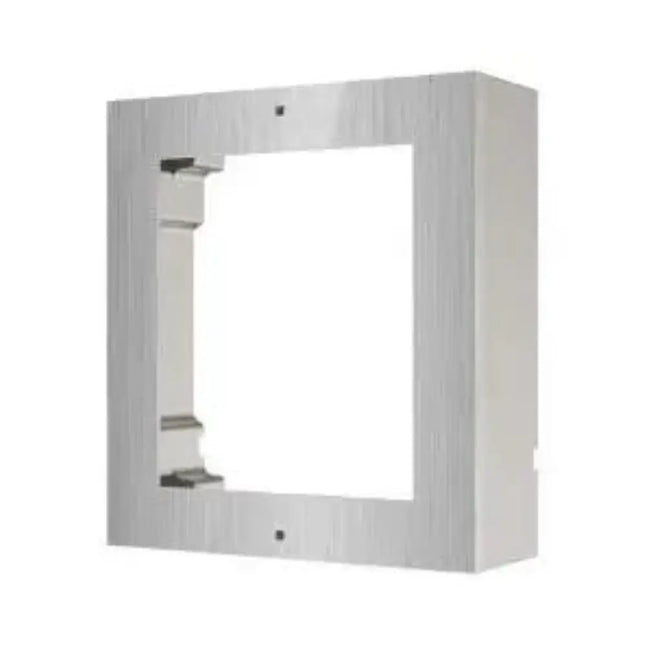 Hikvision DS-KD-ACW1-S single-module stainless steel surface mounting box for modular door intercom systems.