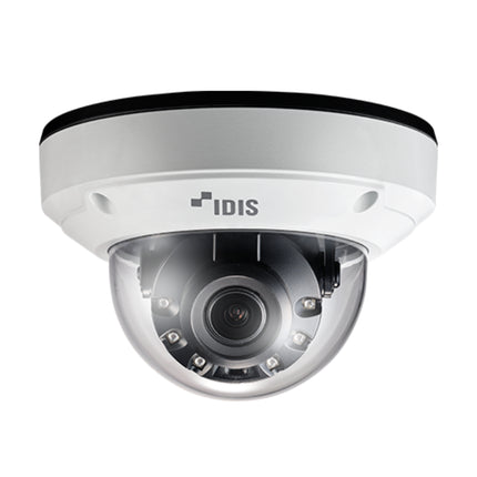 IDIS DC-D4538WRA 5MP LightMaster vandal-resistant network dome camera showcasing its IK10 ruggedized armor and specialized low-light optics.