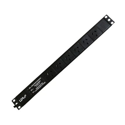 LDR 6-port 10A horizontal mount server rack PDU showing six Australian 3-pin outlets and integrated master power switch