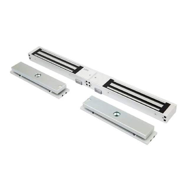 LOX EM3500D double door electromagnetic lock with 560kg total holding force, front view on white background.