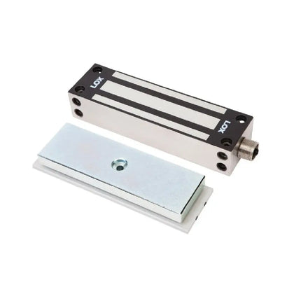 LOX EM5000 630kg high-security monitored electromagnetic gate lock in stainless steel.