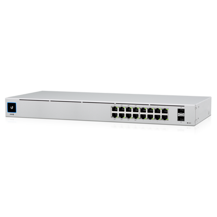 Ubiquiti UniFi 16-port Managed Gigabit Switch - 8x PoE+ Ports, 8x Gigabit Ethernet Ports, with 2x SFP - 60W - Touch Display - Fanless - GEN2