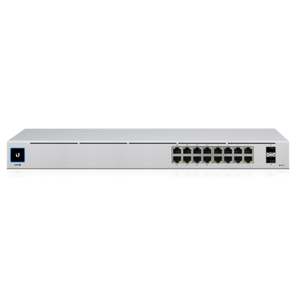 Ubiquiti UniFi 16-port Managed Gigabit Switch - 8x PoE+ Ports, 8x Gigabit Ethernet Ports, with 2x SFP - 60W - Touch Display - Fanless - GEN2