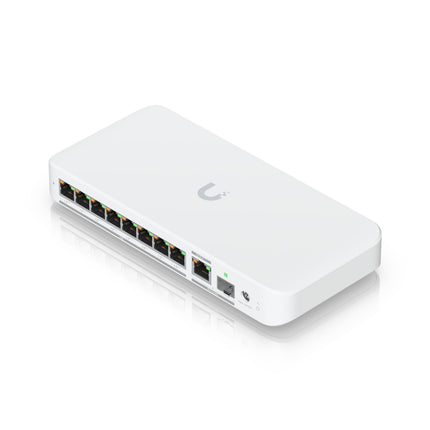 Ubiquiti UniFi White network switch with multiple Ethernet ports on a white background
