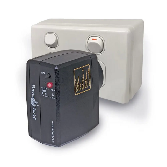 PowerShield DC Mini 12V power adapter UPS system built with an internal Li-ion battery to backup internet routers and security cameras.