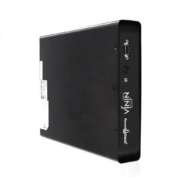 PowerShield Ninja Slimline 600VA UPS unit displaying its compact 42mm thin fanless design engineered for tight electrical panel spaces.