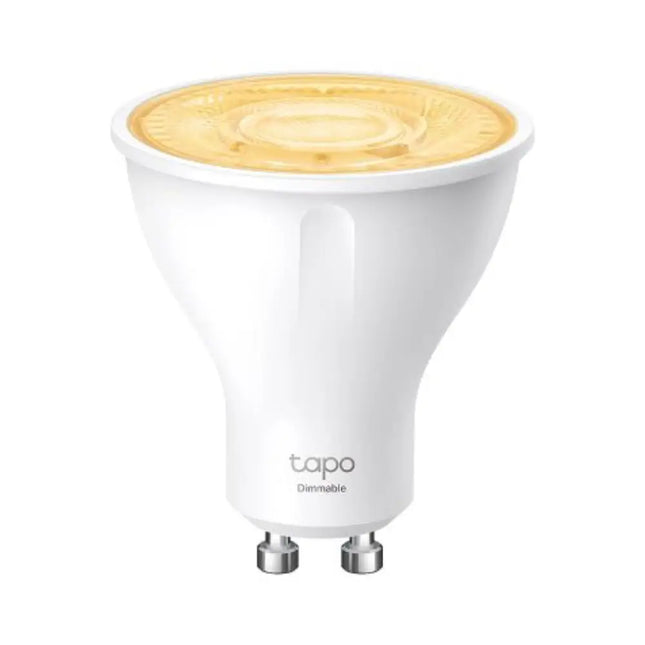 TP-Link Tapo TL31 smart Wi-Fi spotlight bulb with a universal GU10 base against a plain white background.