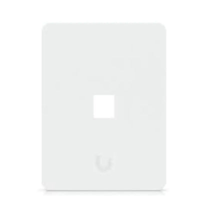 Ubiquiti UniFi vertical paintable keystone wall plate 4-pack installed on a clean white interior wall