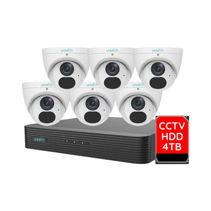 Uniarch CCTV Kit: 6 x 8MP Security Cameras with 8 Channel NVR with 4TB Storage & PoE (Copy)