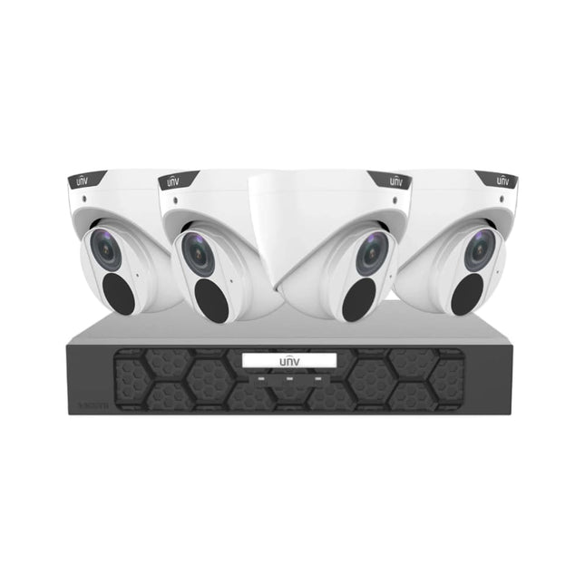 Uniview UNV CCTV Kit with 4 x 8MP IR turret camera and 8 channel IQ NVR recorder
