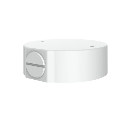 Uniview TR-JB03-G-IN aluminum junction box mounted on wall with concealed cables.