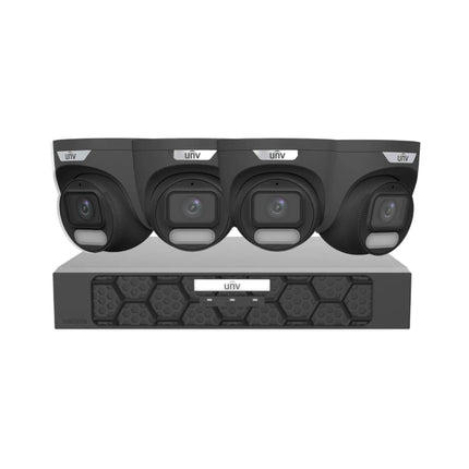 Shop Uniview UNV 6MP OwlView CCTV Kit with 4 black cameras and 8 channel AI IQ NVR - NDAA Compliants