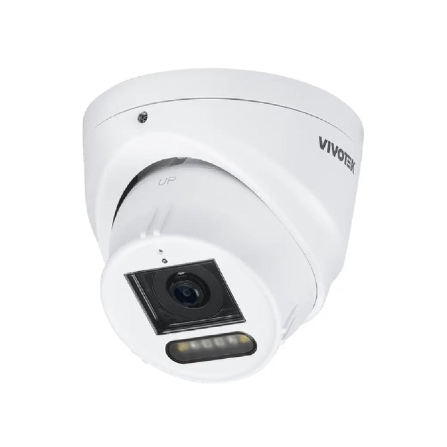 Vivotek IT9383-HVW 5MP outdoor turret AI camera with Sony STARVIS 2 sensor and dual-light technology.