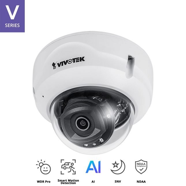 VIVOTEK 5MP Fixed Dome Camera FD9389-EHV-V2, 30fps, H.265, 2MP 60fps, 2.8mm, 30M IR, WDR Pro, SNV