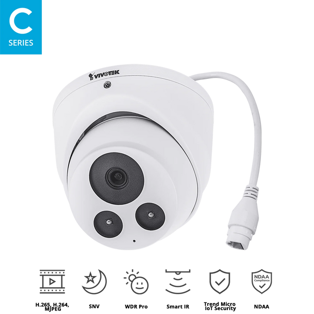 VIVOTEK 5MP Fixed Turret Camera IT9380-H 2.8MM, 20fps, H.265, 2.8/3.6mm, 30M IR, WDR Pro, SNV