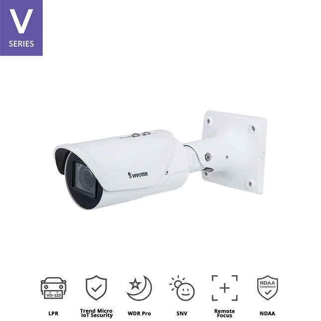 VIVOTEK 5MP Motorised Bullet Camera IB9387-LPR-V2, Embedded LPR Software, Wiegand Protocol Supported, IP67, IK10