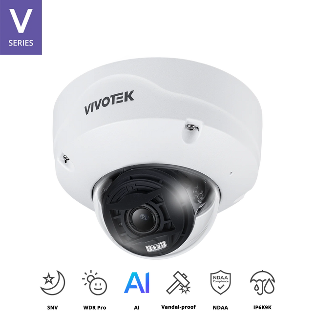 VIVOTEK 5MP Motorised Dome Camera FD9387-EHTV-V3, 5MP@30 fps, 2 focal length variants (2.7 ~ 13.5mm), H.265, 50M IR