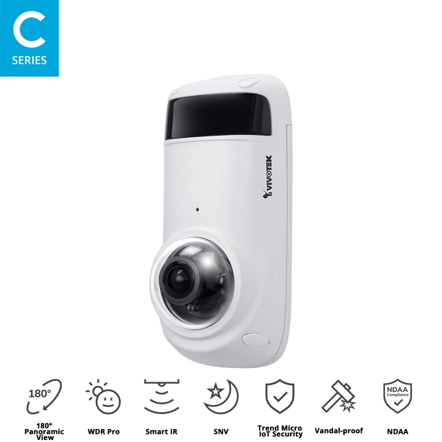 VIVOTEK 5MP Panoramic Camera CC9381-HV, H.265, 30fps, 15M IR, WDR Pro, SNV, IP66, IK10