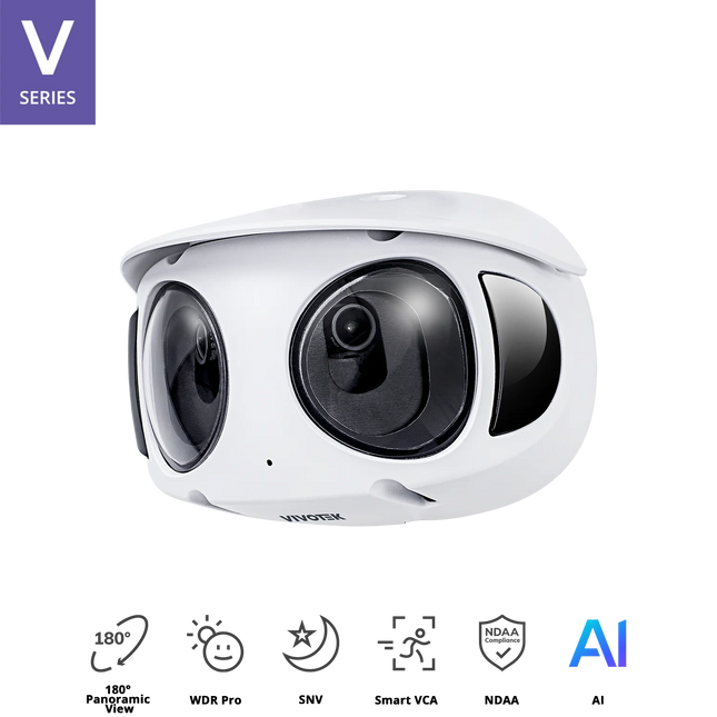 VIVOTEK 8MP Panoramic Camera MS9390-EHV-V2, 8MP, 180° View, 20M IR, WDR Pro, Smart VCA