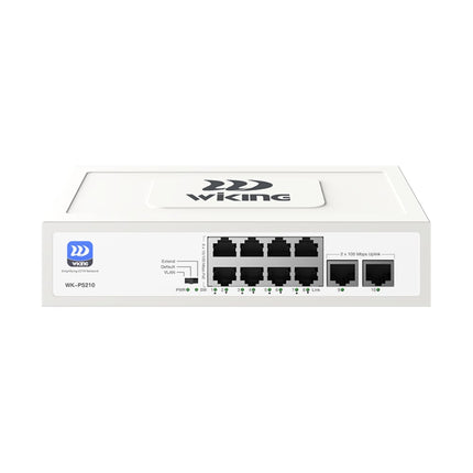 WiTek WIKING WK-PS210 8-Port PoE Switch front view showing 8 PoE ports and 2 uplink ports