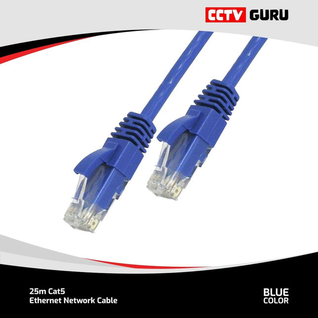 25m Cat5 Ethernet Network Cable: Blue - CCTV Guru