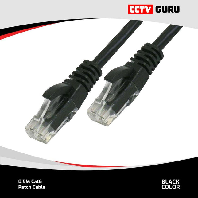 0.5M Cat6 Ether Patch Cable, Black - CCTV Guru