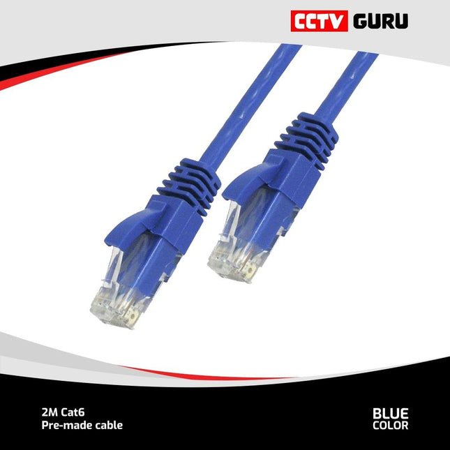 2M Cat6 pre - made cable Blue - CCTV Guru