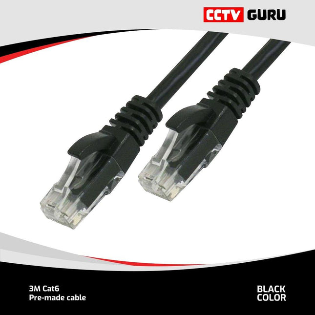 3M Cat6 pre - made cable Black - CCTV Guru