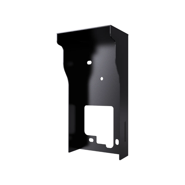 Akuvox E12 Rain Cover in black galvanized steel for surface-mounted intercom protection.