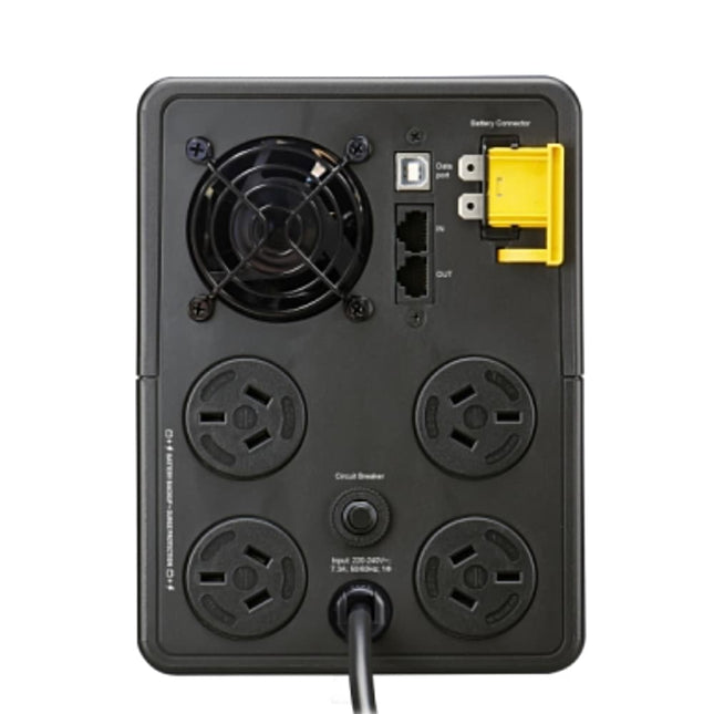 apc-bx1600mi-az-back-ups-rear-4-australian-outlets.jpg — alt: APC BX1600MI-AZ rear panel with 4 Australian AS/NZS 3112 battery backup outlets