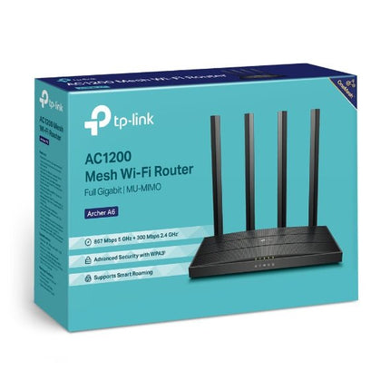 TP - Link Archer A6 AC1200 Wireless MU - MIMO Gigabit Router (OneMesh) Dual - Band Wi - Fi – 867 Mbps at 5 GHz and 300 Mbps at 2.4 GHz band - CCTV Guru