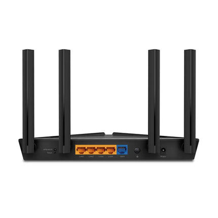 Rear panel view of the TP-Link Archer AX1500 router, displaying four Gigabit LAN ports and one Gigabit WAN port.