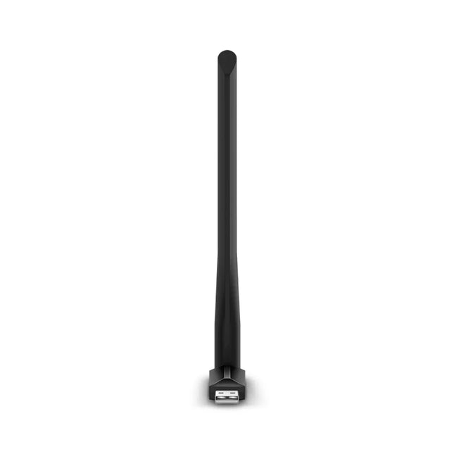 Detail shot of the Archer T2U Plus multi-directional antenna being rotated, showing its ability to adjust 180 degrees horizontally and 90 degrees vertically for optimal signal pickup.