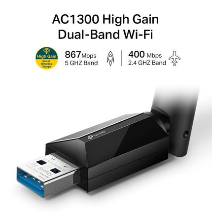 TP - Link Archer T3U Plus AC1300 High Gain Wireless Dual Band USB Adapter - CCTV Guru