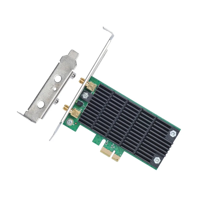 Close-up of the Archer T4E's specialized aluminum alloy heat sink, designed to dissipate heat and improve performance reliability during intensive gaming or high-speed data transfers.